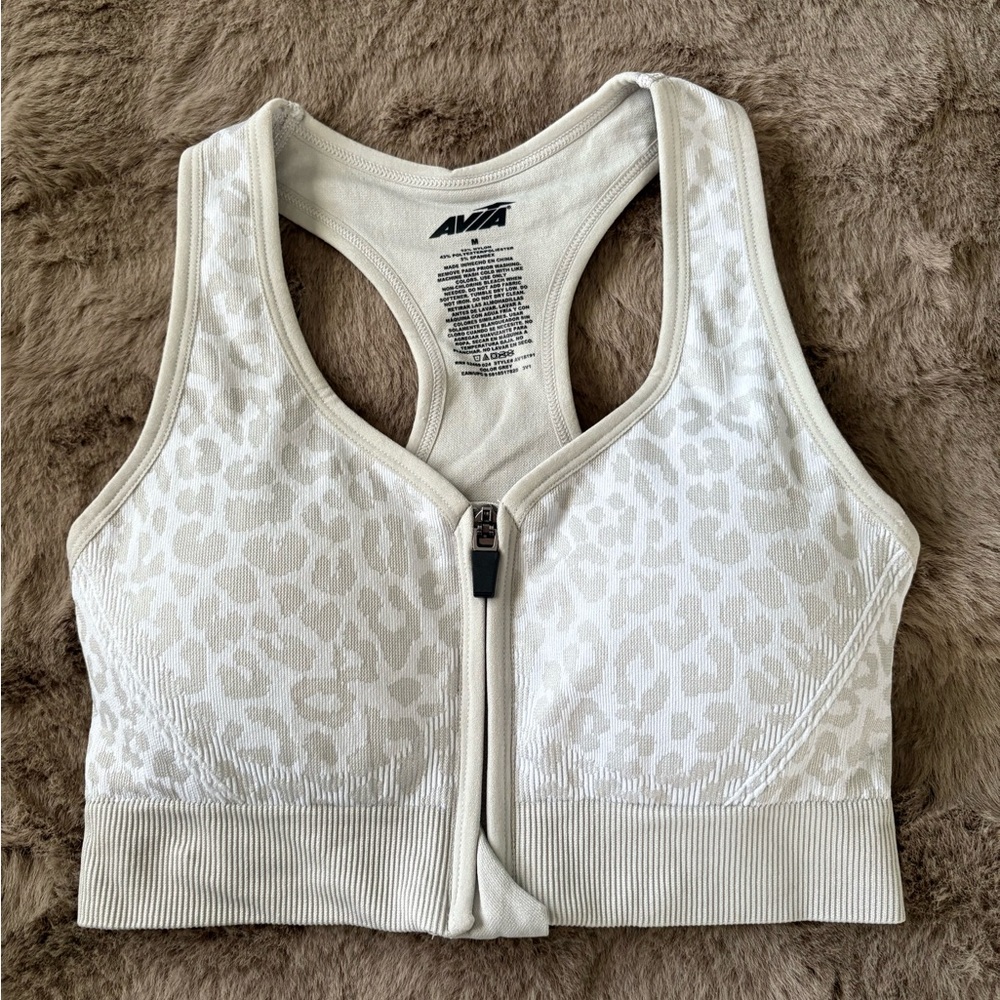 Avia Women's Cream Leopard Sports Bra